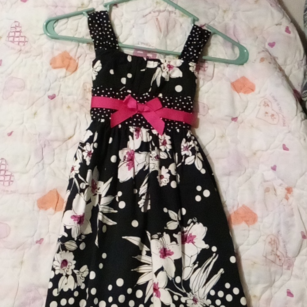 Girls black floral dress